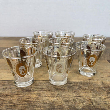 8 Gold Queen Women Portrait Mid Century Modern Cosmopolitan Bar Glasses MCM