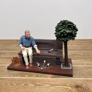 Vintage SAFEWAY Inc Grocery Stores Man On Bench Feeding Birds Sculpture 13”x10”