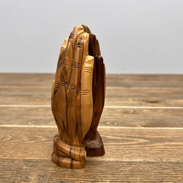 Holy Land Praying Hands Hand Made Olive Wood 6-Inch  Made In Jerusalem