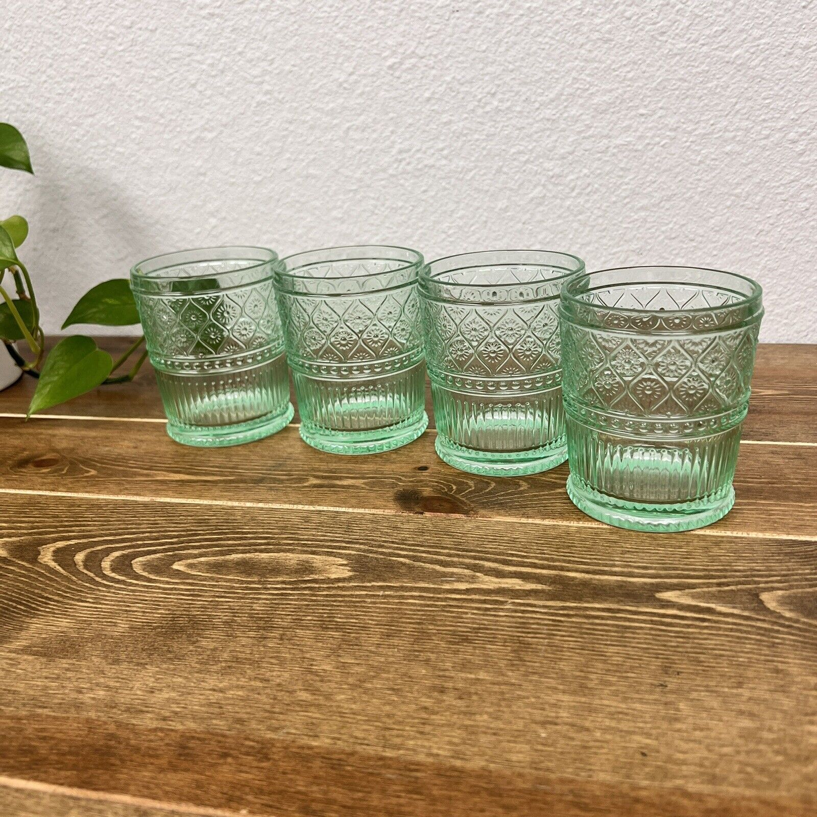 Godinger Claro Green Double Old Fashioned Drinking Glasses 12Oz Set Of 4