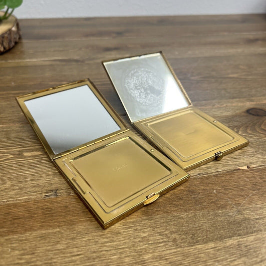 Vintage 1950's Wadsworth Powder Compact Gold Tone Set of 2 West Virginia USA