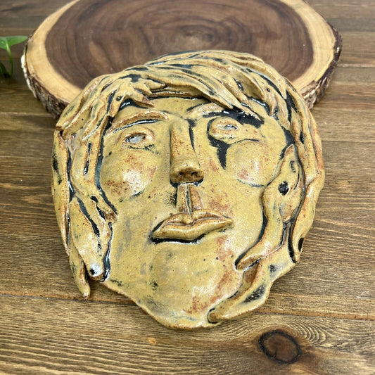 Gorgeous Art Studio Pottery Wall Face Mask John Lennon Looking