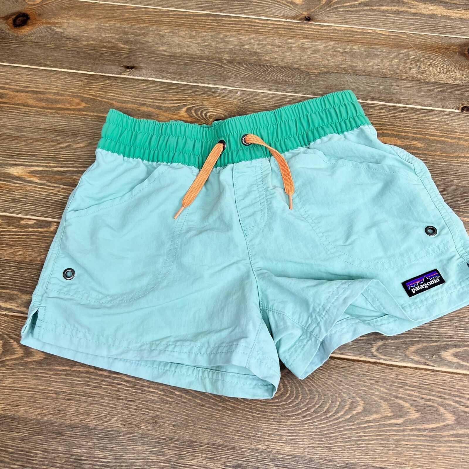 Patagonia Youth Baggies-Type Shorts Size Medium Green/Orange