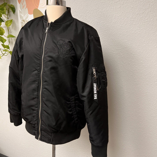 Bad Monday Black Bomber Jacket Size Large