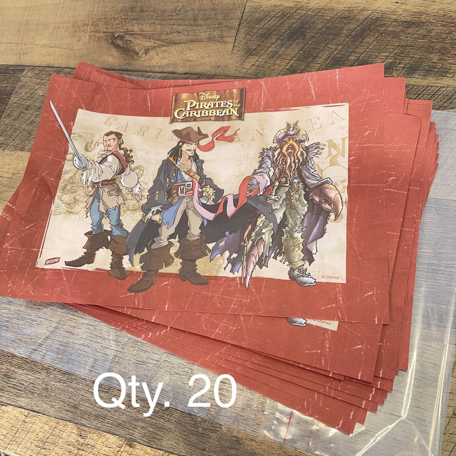 Set of 20 DISNEY Vintage Pirates of the Caribbean Party Dixie Paper Placemats