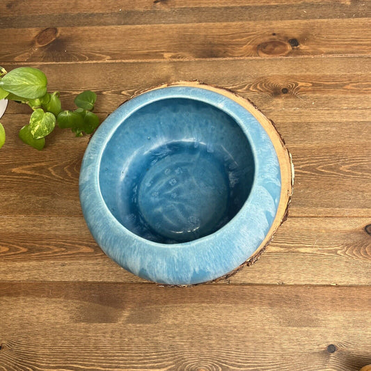 Towell Ceramics Pottery Drip Glaze Planter Sky Blue California