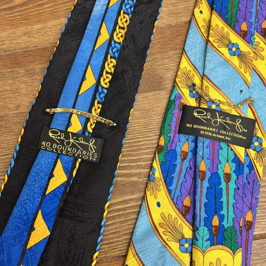 Set of 2 Rush Limbaugh NO BOUNDARIES COLLECTION 100% Silk Neck Ties Gold Loop