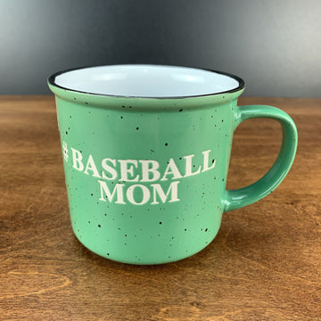 Hashtag Baseball Mom Mug 18oz Green Splatter Ware Look