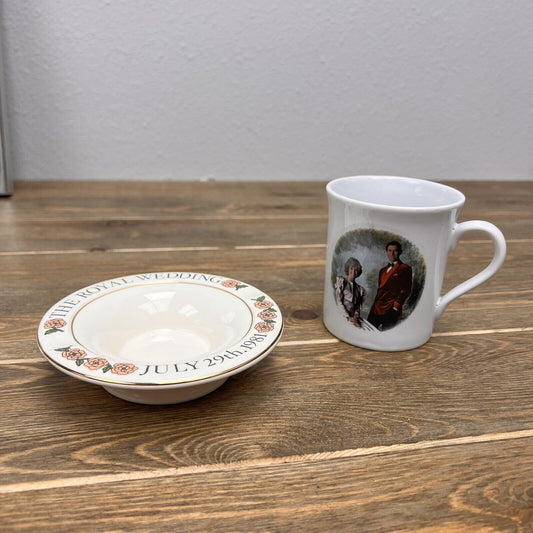 Royal Trinket Prince Princess Diana Commemorative Marriage Ashtray & Mug Vintage