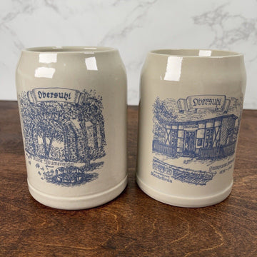 2 Vintage German Beer Mugs Obersuhl Germany Ruine Blumenstein 0.5 liter