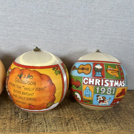 1980's Hallmark Ornaments Family Christmas Set of 5