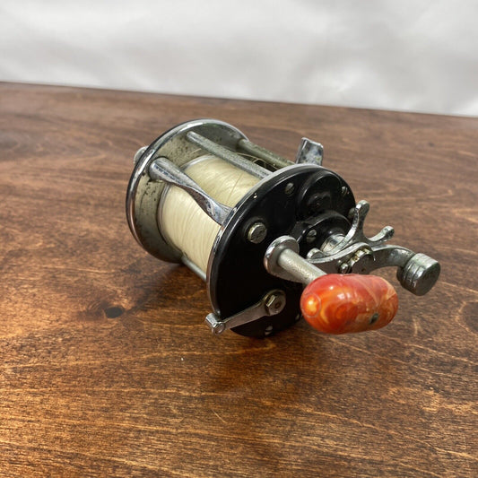 Vintage Penn Leveline 350 Baitcast Reel with Orange Red Handle