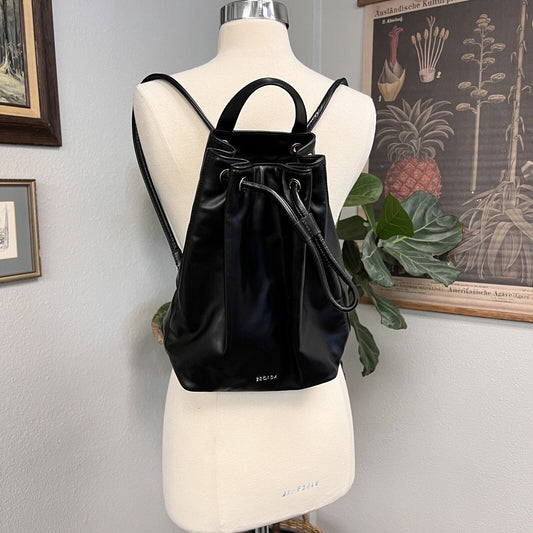 Genuine Escada Leather Black Bag Backpack Made In Italy