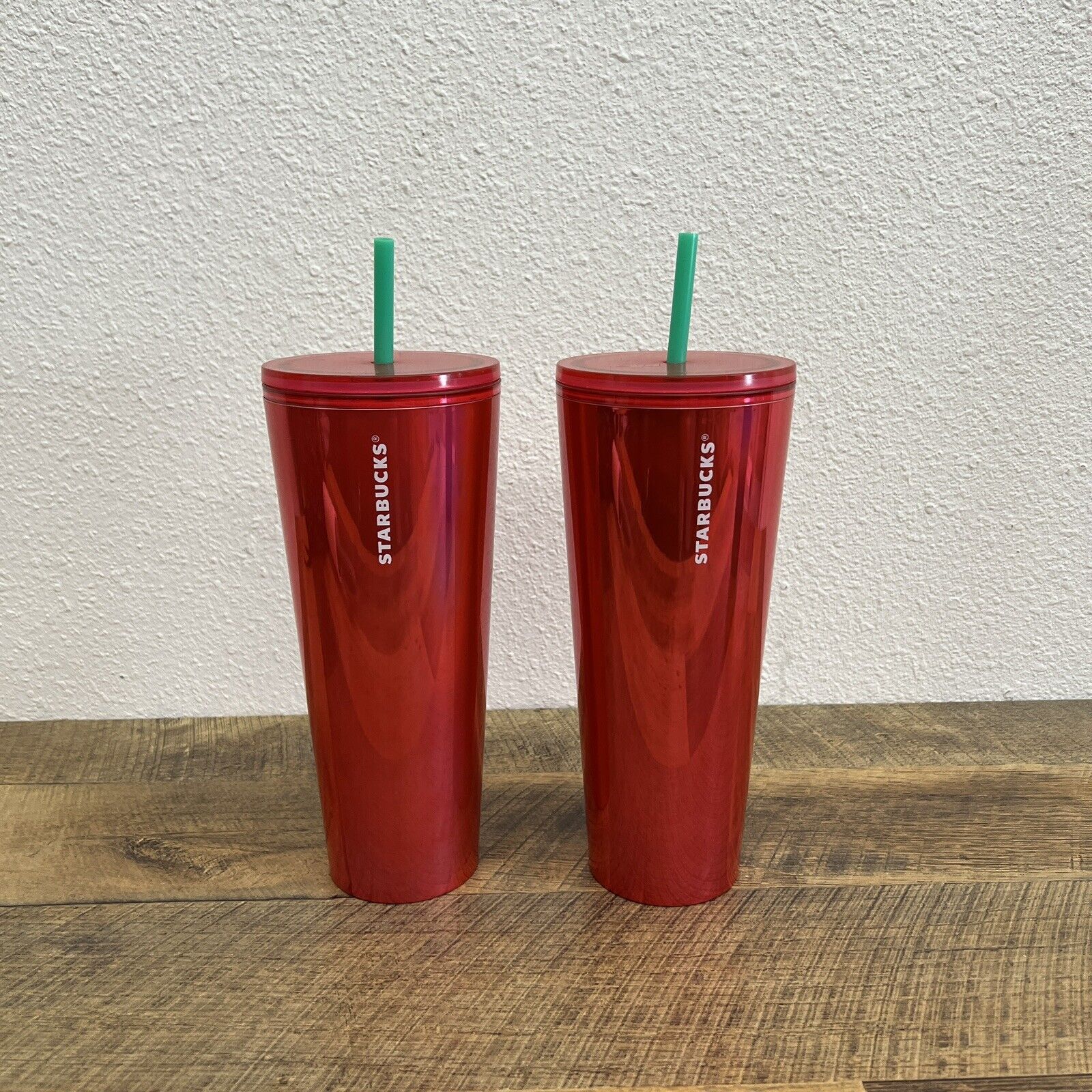 Starbucks Iridescent Red 24 oz Tumbler Cup Set Of 2