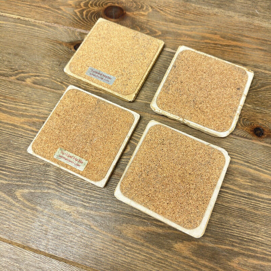 Winery Labels on Tumbled Marble Stone Rustic Coasters Set of 4 Vintage