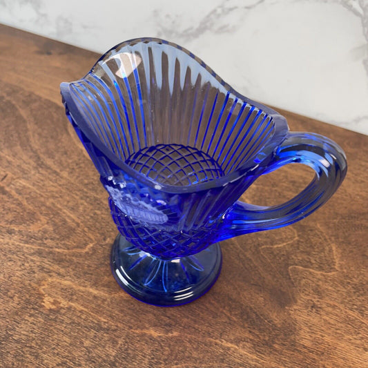 Vintage AVON Cobalt Blue Small Glass Pitcher Old Mount Vernon