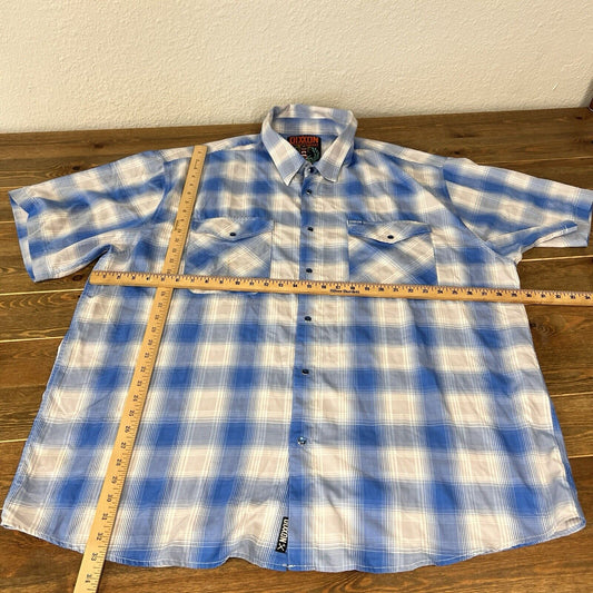 Dixxon Flannel Co ‘The RINCON’ Blue White Plaid Pearl Snap Bamboo Men’s  5X