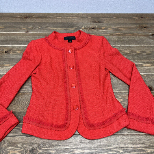 St. John Collection Red  Button Up Size 2 Made In USA Vintage