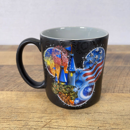 Walt Disney World Mickey Mouse Black 3D Mug Cup America Flag Fireworks Patriotic