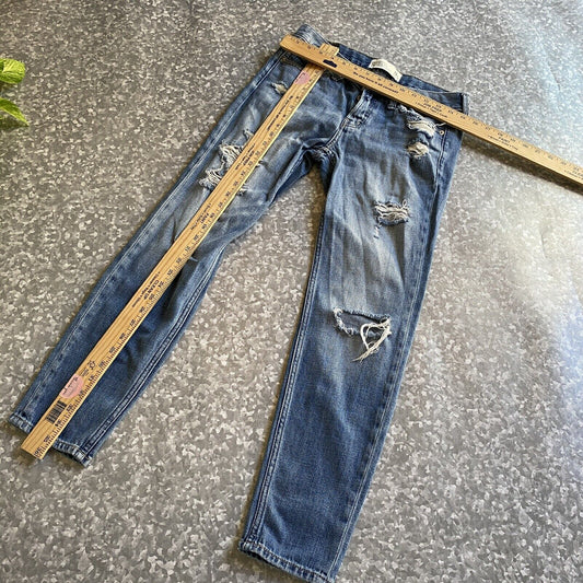 Abercrombie & Fitch Boyfriend Straight Jeans Sz 0R W25-l 25 Wash Distressed