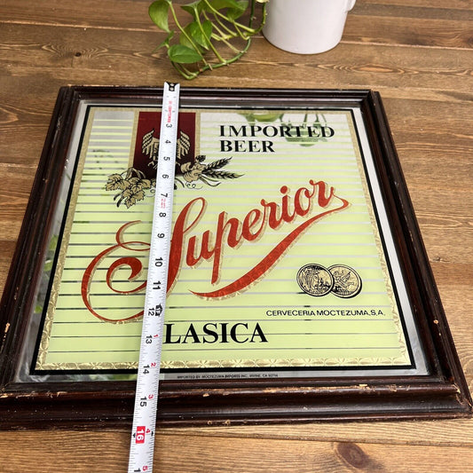 Superior Cerveza Imported Wooden Framed Mirror Sign