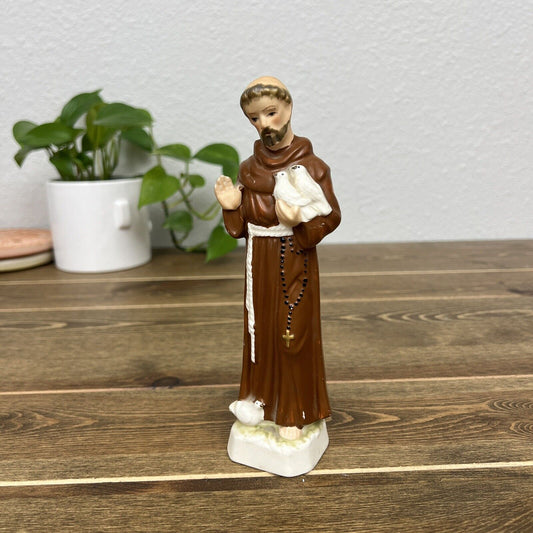 Vintage St. Francis of Assisi Patron Saint of Animals Figurine Made in Japan 8"