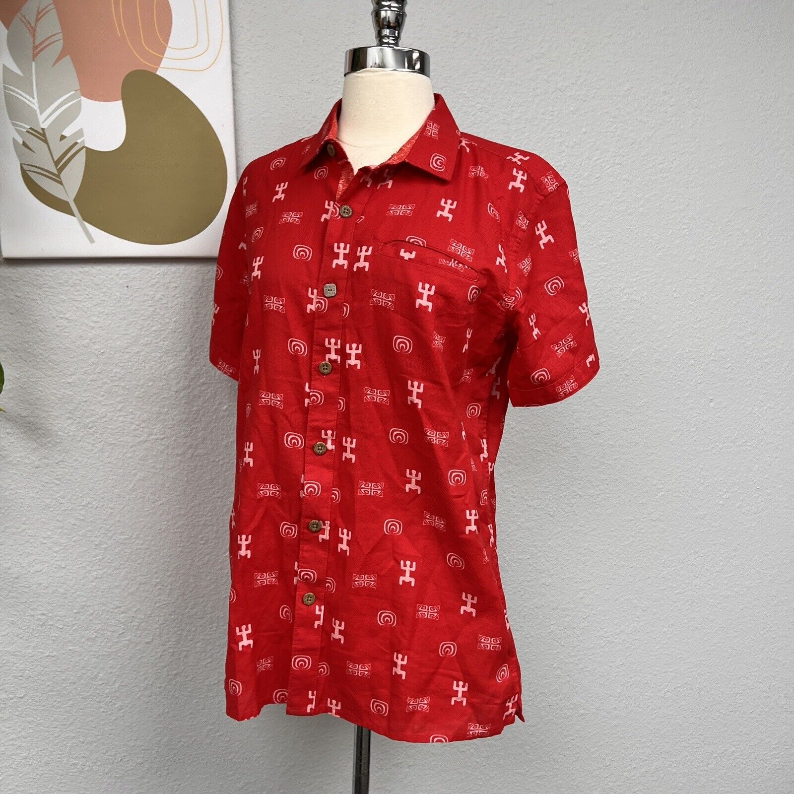 TEXAITO Red Hawaiian cotton shirt MEN Sz M