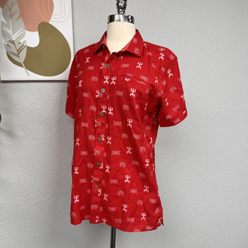 TEXAITO Red Hawaiian cotton shirt MEN Sz M