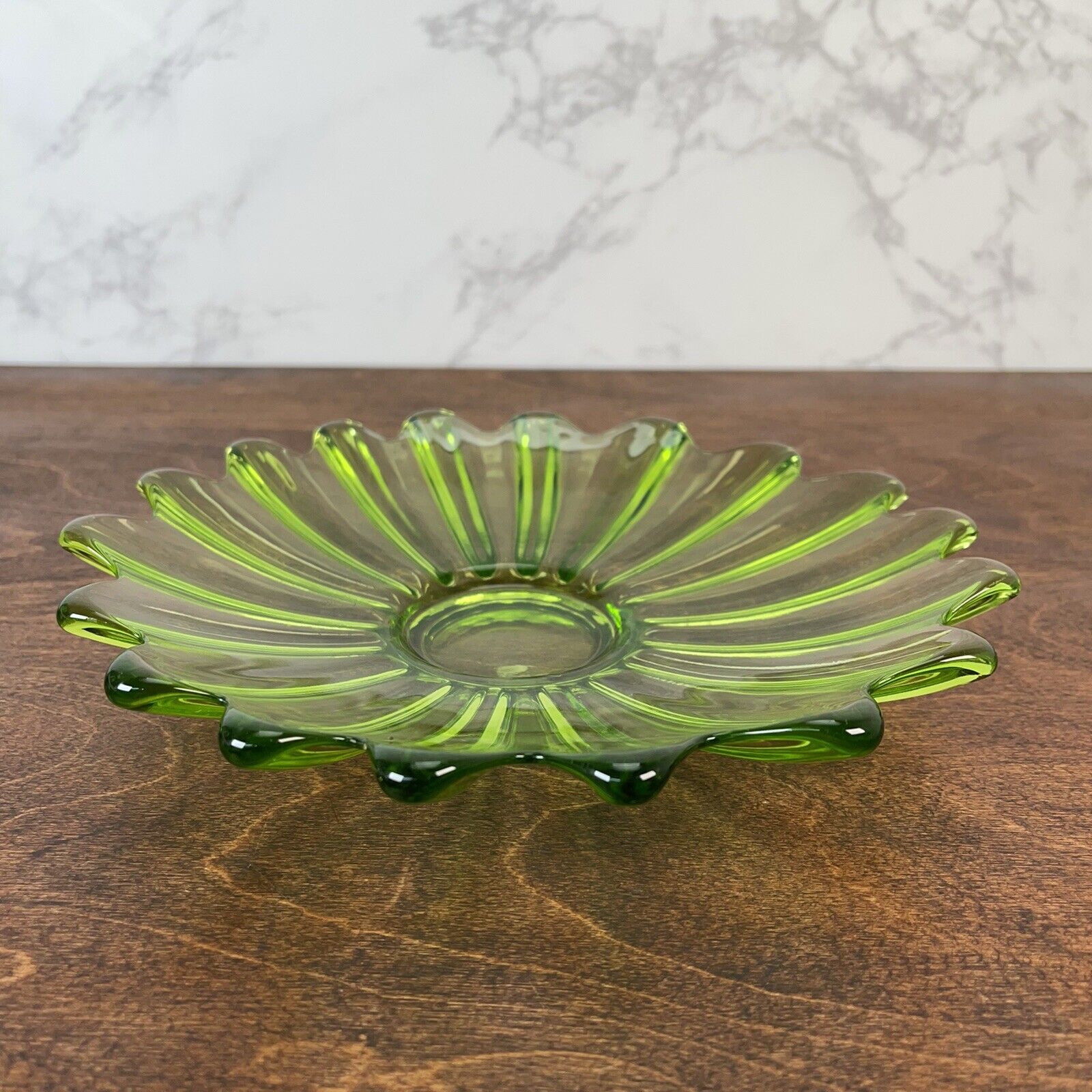 Vintage Green Glass Fruit Bowl