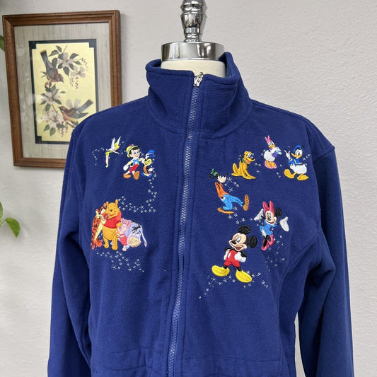 Disney Bradford Exchange Jacket Womens Sz Large Blue Embroidered Fleece