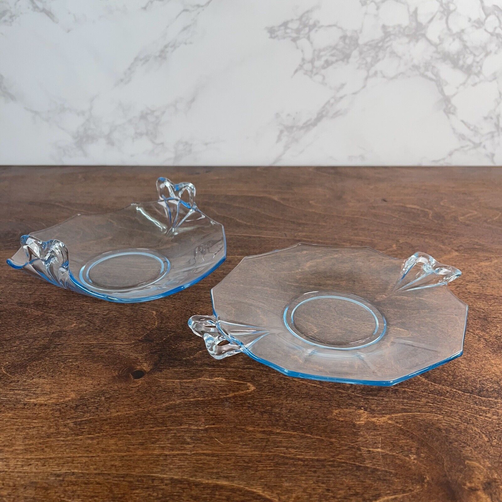 Glass Candy Dish in Ice Blue - Set Of 2