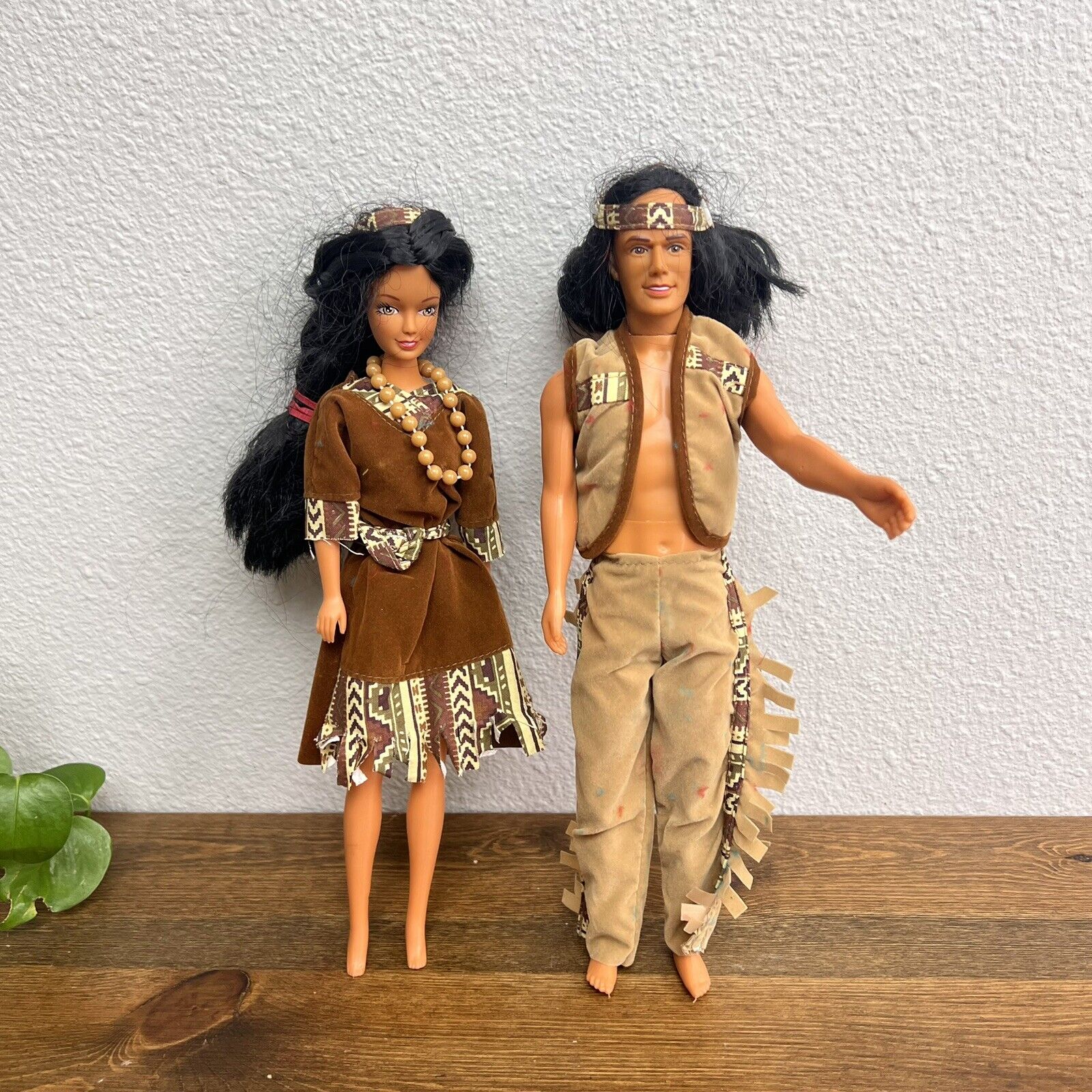 Native American Dolls &12” Action Figure Dressed Barbie Ken Style Black Hair