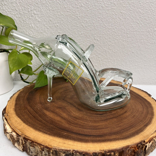 Vintage Glass High Heel Shoe Slipper Bottle Liquor Bottle Decanter EMPTY