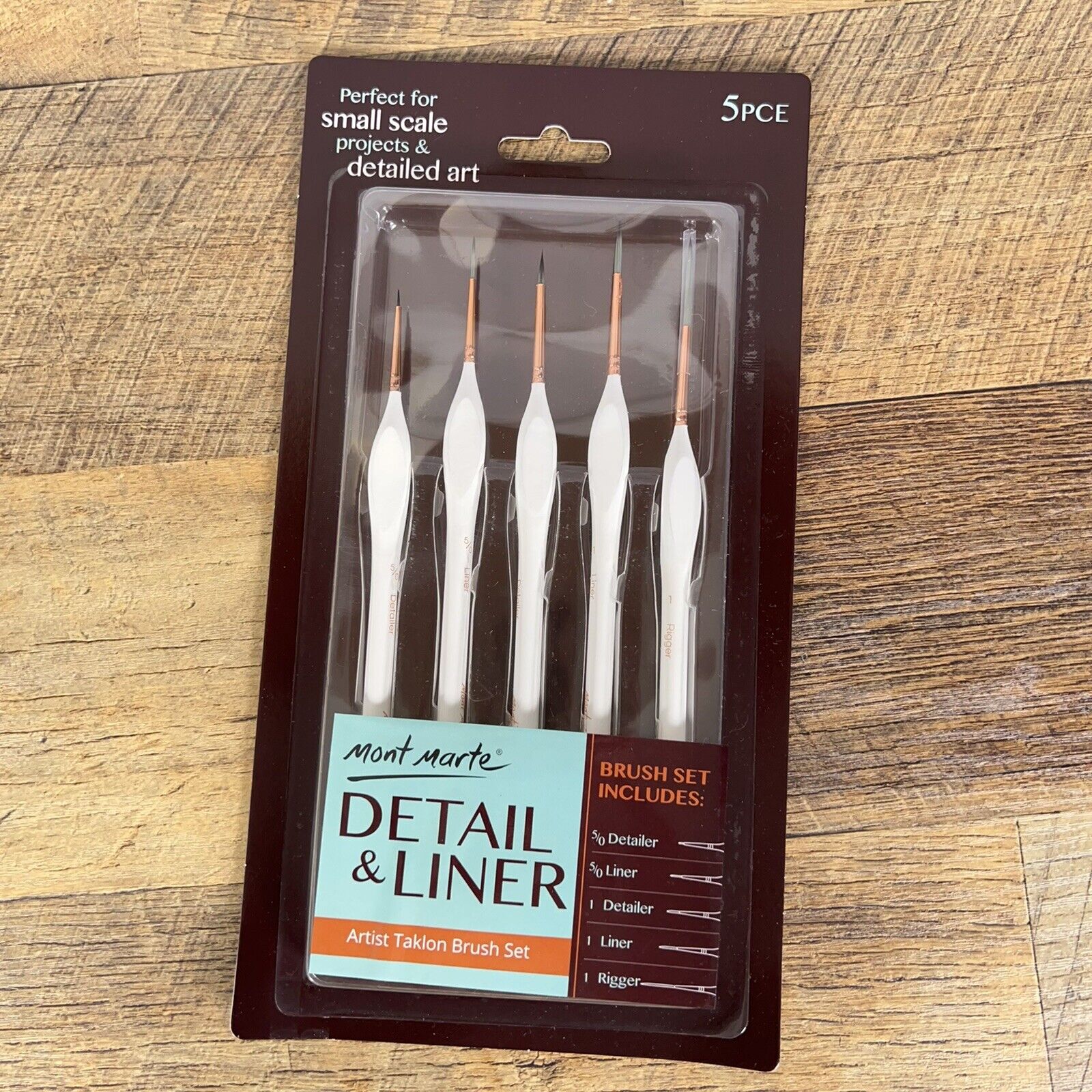 Mont Marte Detail & Liner Brush 5pc Artist Taklon Brush Set