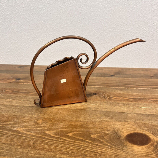 Vintage Hammered Solid Copper Small Watering Can Wall Decor - Great Patina