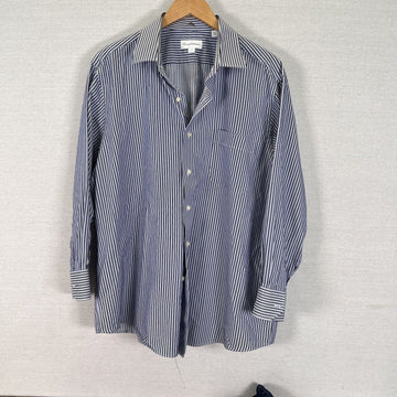 Tommy Bahama Button Up Shirt Mens 17 1/2 32-33 Long Sleeve Blue Striped Cotton