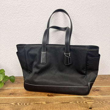 Coach Canvas faded black, leather trim extra large laptop tote#M15-5458