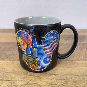 Walt Disney World Mickey Mouse Black 3D Mug Cup America Flag Fireworks Patriotic