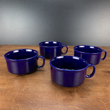Set Of 4 Blue Coffee Tea Cups Mugs Japan Century