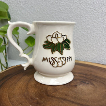 Rare Vintage Magnolia Mississippi Pearl White Ceramic Coffee Cup Mug