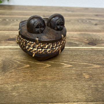 Hand Woven Basket/Box, hand-carved wood Indigenous style