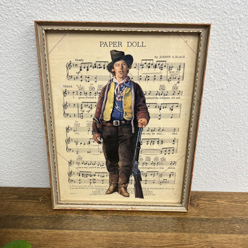 Billy the Kid Western Mixed Media Sheet Music Paper Doll Framed Art Print