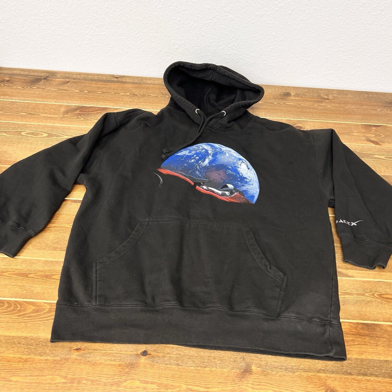 SpaceX Official Hoodie Mens 4XL Black Hooded Sweatshirt Falcon Heavy 2018 Flawed