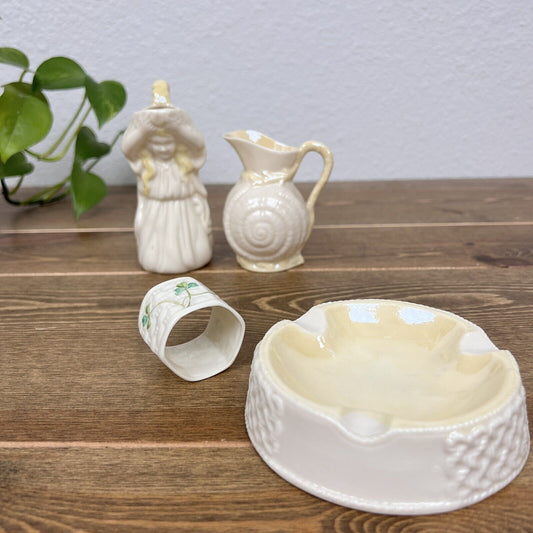 Vintage Belleek Lot Of 4 Pieces Replacements Random Pieces