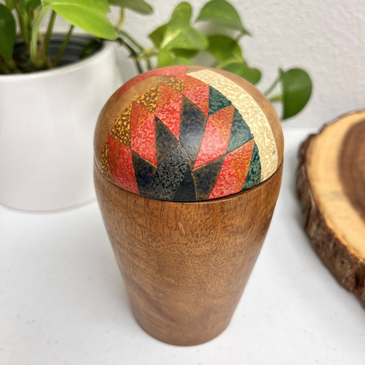 Hand Turned Wooden Vase with Dome Lid