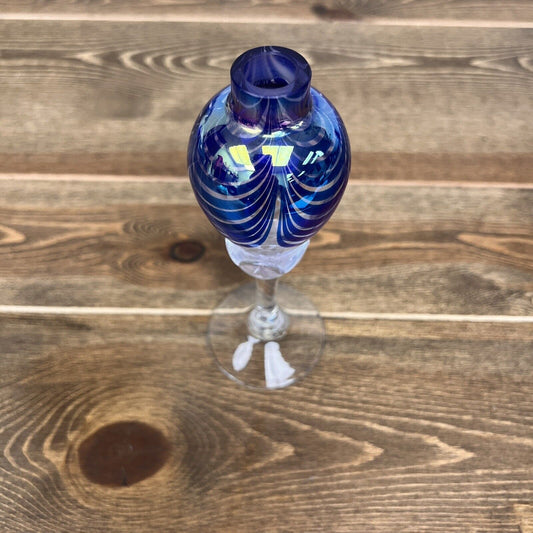 Royal Limited Crystal Blue Perfume Bottle Opalescent glass No Lid