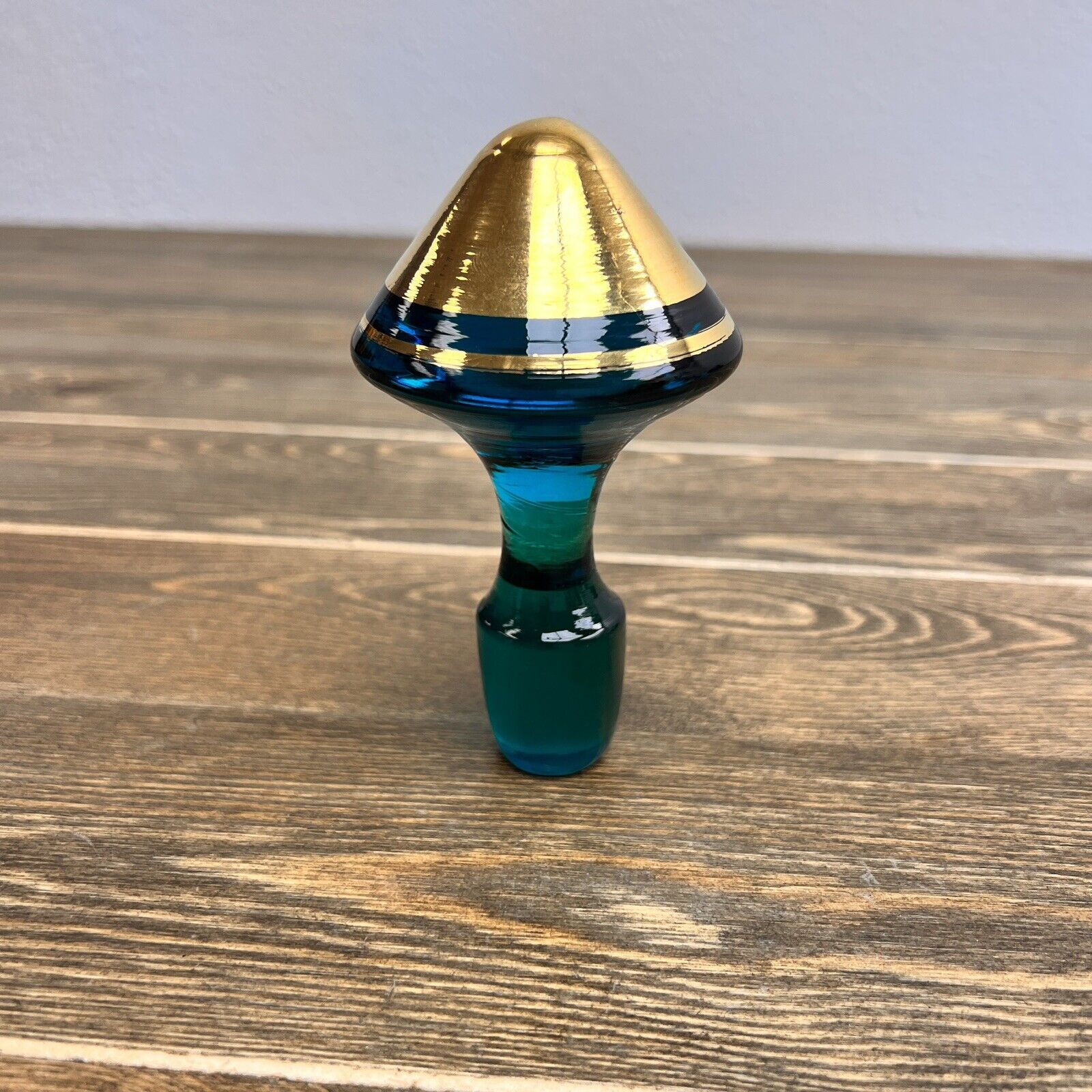 Teal and Gold Trim Glass Stopper base