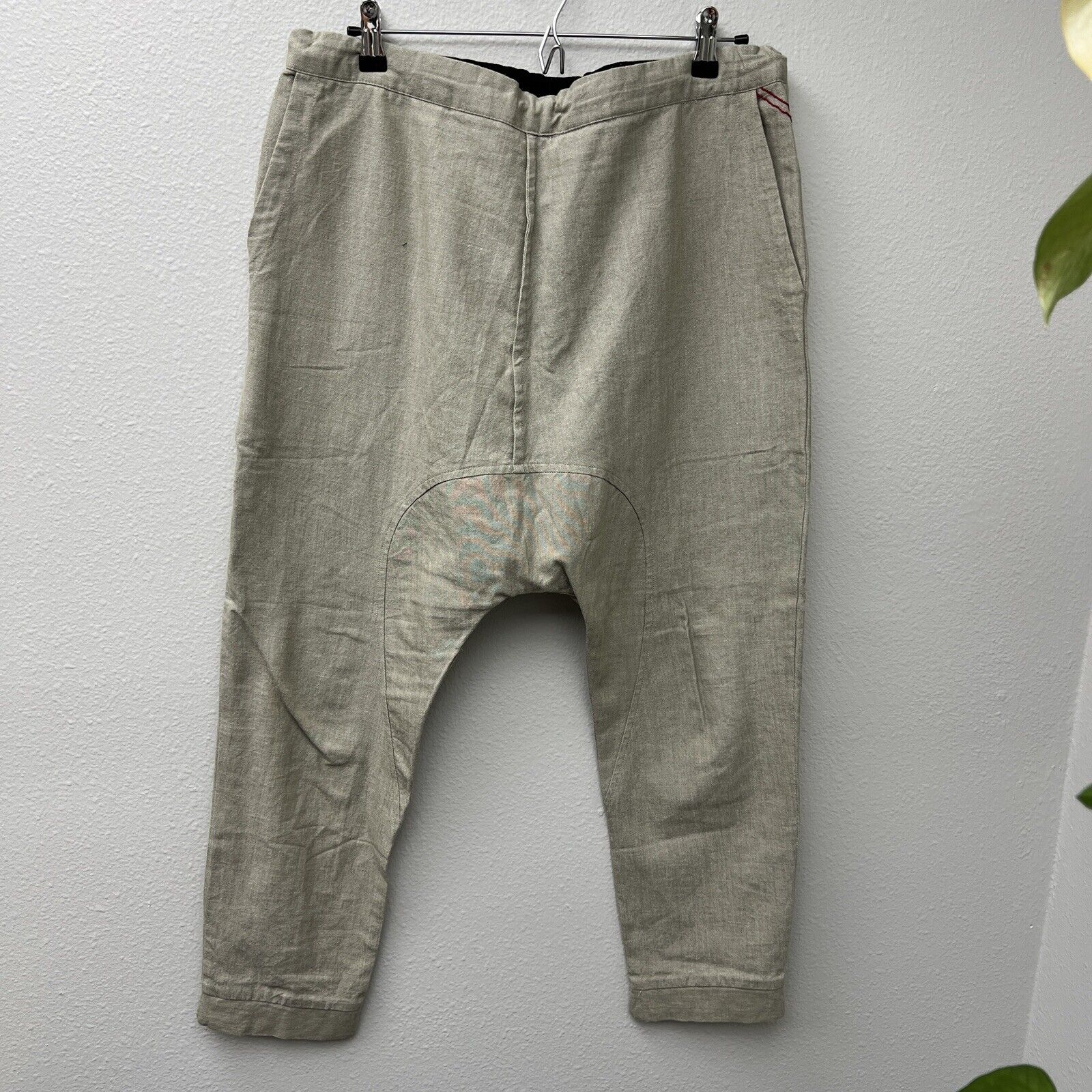 MATTER Women's Size 1 Baggy Casual Lounge Pants 100% Cotton Beige Olive Cream