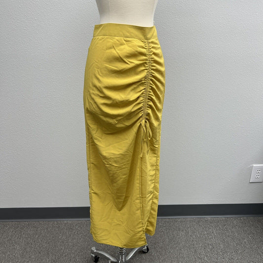 Know One Cares Mustard Yellow Ruched XSmall Slit Skirt