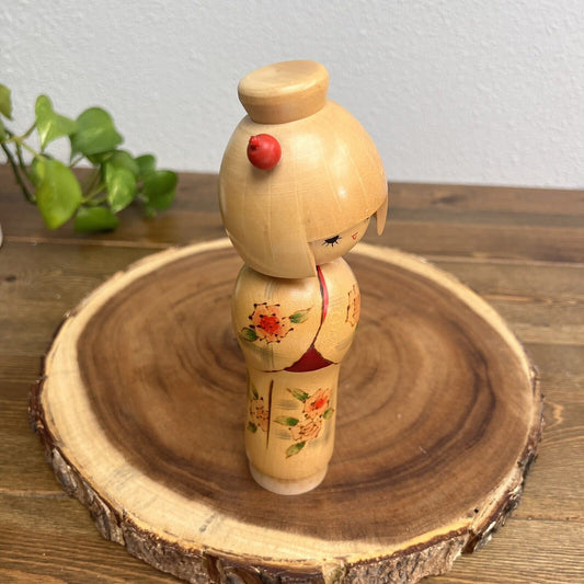 Vintage Japanese Kokeshi Doll Wood  Dream of Spring Floral